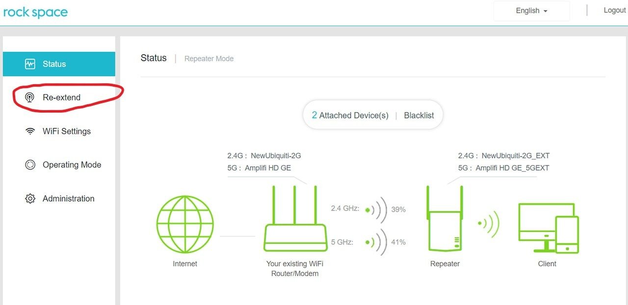 Connect extender to extender